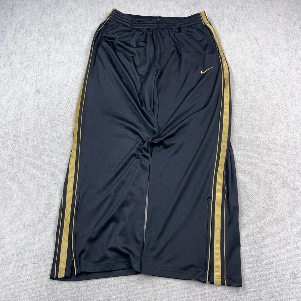 Nike Sweatpants Men XL Black Gold Jogger Sweats Baggy VTG Y2K Dazzle Shinny